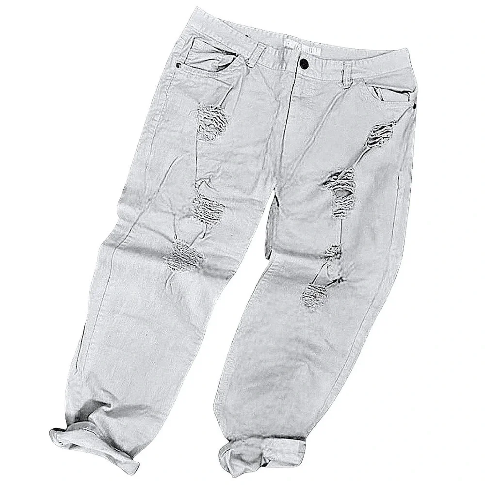 RY&WILLIAM NEW YORK Distressed‎ Grey Light Wash Denim Jeans Men W38 L32